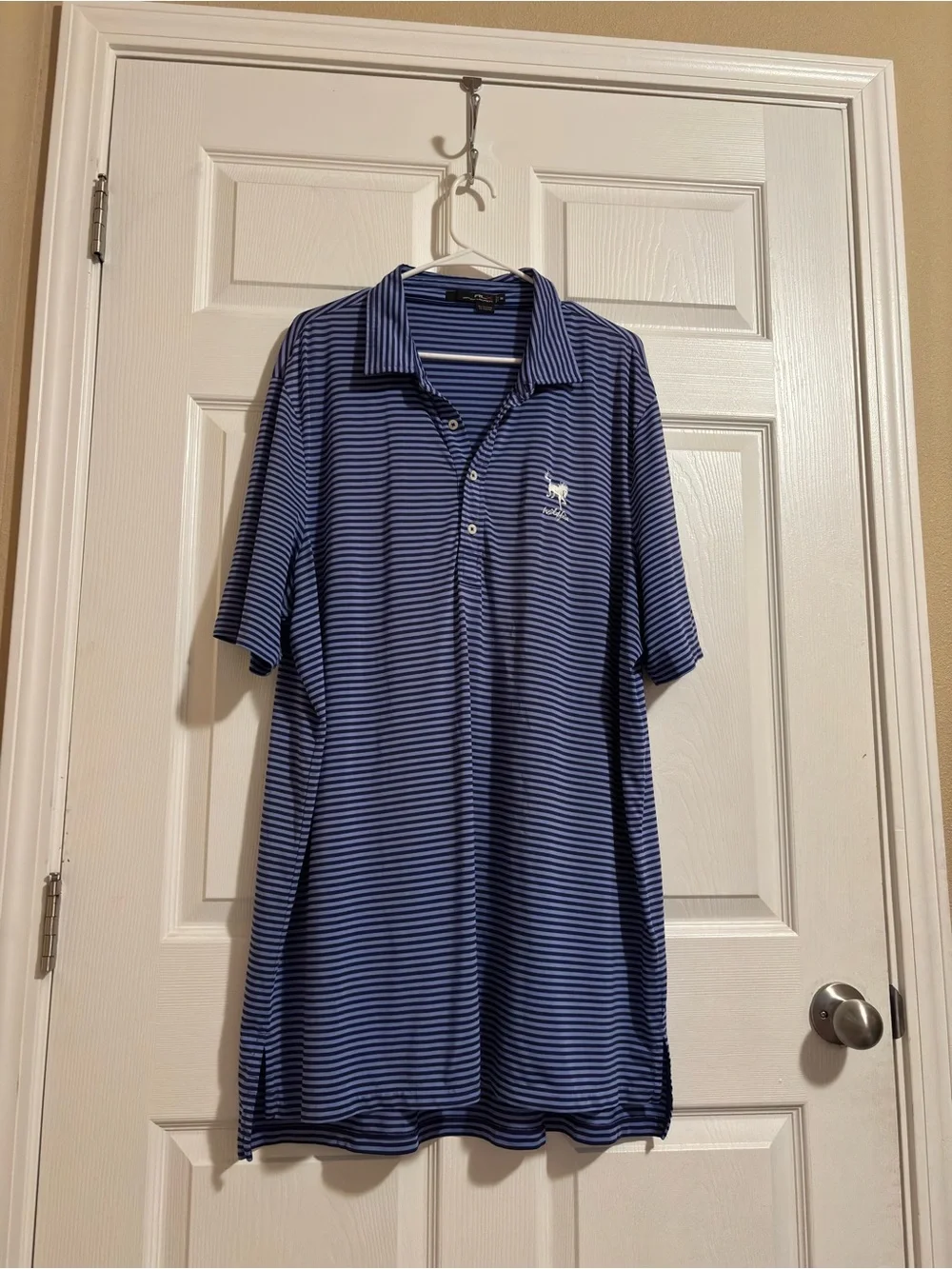 Ralph Lauren Navy and White Striped Polo Shirt